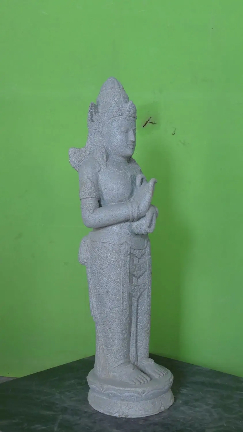  Product image 3 of the product “Standing Dewi Sri, “Turning of the Wheel”, 100cm Height, Riverstone, Stone Dewi Sri ”
